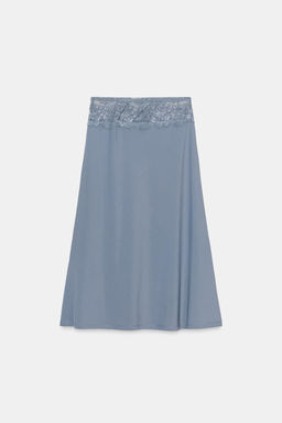 FALDA COMBINADA ENCAJE / Azul pastel - Zara фото 4