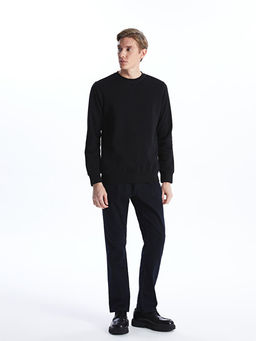 Bisiklet Yaka Uzun Kollu Erkek Kal?n Sweatshirt