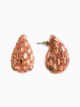 Серьги со стразами «QF. Капля блеск», цвет розовое золото