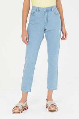 Джинсы Boyfriend Fit светло-голубые из хлопка