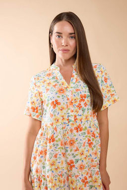 Платье миди с короткими рукавами и V-образным вырезом с рисунком - Defacto фото 4