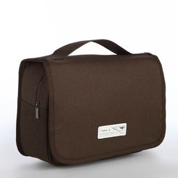 Косметичка-несессер дорожная на молнии, липучках, с крючком, ручкой, тёмно-коричневая