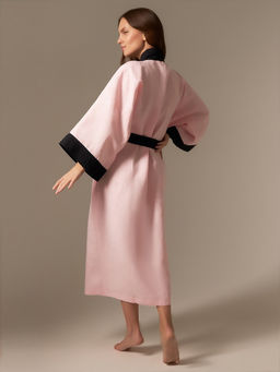 Халат женский длинный SL HOME Rose, размер 44-52, лён 100%, розовый