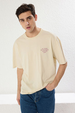 TRENDYOL MAN Lacivert Oversize/Genis Kesim S?rt Kabar?k Yaz? Bask?l? %100 Pamuklu T-shirt TMNSS24TS00052 - Trendyolmilla фото 17