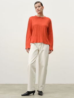 Лонгслив из льна 2902 коралловый