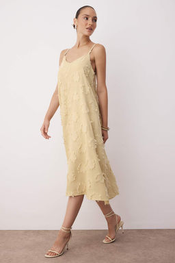 Mavi Duz Midi Dokuma Elbise TWOSS25EL00905 - Trendyolmilla фото 8