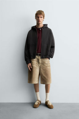 FADED PRINT BAGGY FIT BERMUDA SHORTS