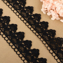 Кружево гипюровое, 45 мм, 6.8±0.5 м, цвет чёрный