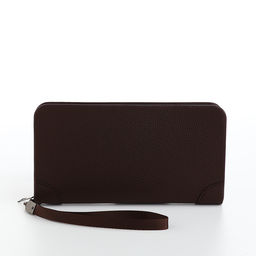 Портмоне мужское на молнии, отдел для карт, монет, коричневое