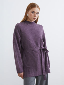 Yar?m Bal?k?? Yaka Oversize Kad?n Triko Tunik