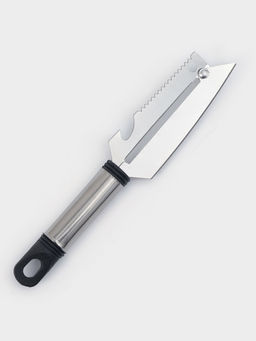 Цена за 2 шт. Шинковка, нож для нарезки, открывалка Доляна Помощник, 3 в 1, 19.5 см (лезвие 9.8 см), цвет серебряный, чёрный