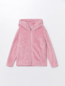 Kap??onlu Basic Uzun Kollu K?z ?ocuk Fermuarl? Sweatshirt