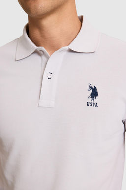 Erkek Slim Fit Polo Yaka A__k Gri Basic Ti__rt