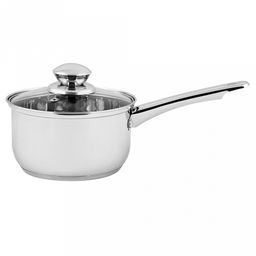 Ковш из нержавеющей стали "Greta" 1,7л, д16см, h9,5см, s0,4см, стеклянная крышка, Appetite (Китай) Подходит для всех видов плит, включая индукционную.