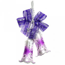 Елочная игрушка колокольчик стеклянная Бубенчики из 2шт, ручная художественная роспись, цвета микс, в подарочной коробке (Россия)