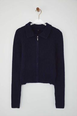Wardrobe Essentials Lacivert Yumusak Dokulu Fermuarl? Triko H?rka | TWOAW26HI00177