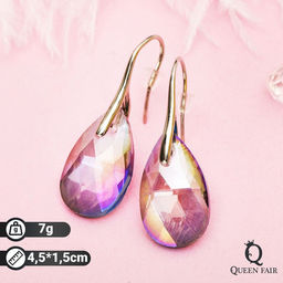 Серьги со стразами Иллюзион эксклюзив капля, цвет радужный в золоте