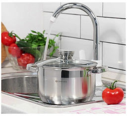 Кастрюля нерж СТАНДАРТ 2л со стекл крышкой мет/ручки матов 16см Daniks SD-16-2 (294419)