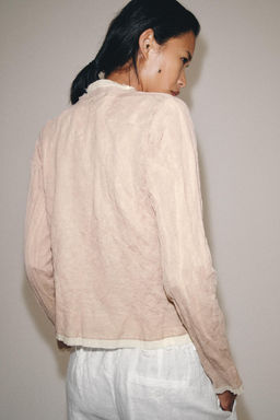 CHAQUETA COMBINADA PUNTO LAZOS / Rosa / Blanco - Zara фото 3