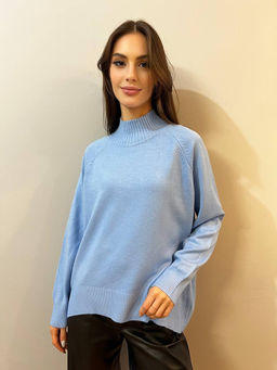 K13071 Джемпер (вязаный трикотаж) ГОЛУБОЙ