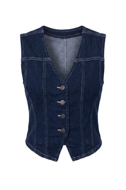 Koyu Mavi Az Esnek Fitted Denim Yelek TWOAW27YE00025