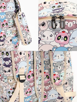 Набор: рюкзак школьный и пенал, с карманами, с принтом, размер 29?12?41 см, розовый/разноцветный