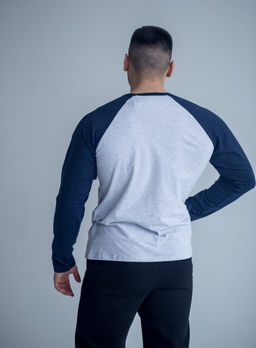 Лонглив РЕГЛАН мужской, серый меланж/т.синий - Knitka wear фото 6
