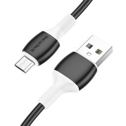 Цена за 2 шт. Кабель microUSB - USB, 1 м, "BX84 Rise", в коробке (6974443386783) "Borofone", черный, 2.4A