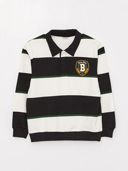 Rahat Kal?p Polo Yaka ?izgili Erkek ?ocuk Sweatshirt