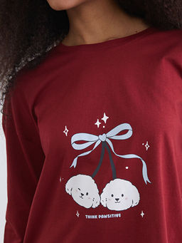 Bisiklet Yaka Bask?l? Kad?n Pijama Tak?m?