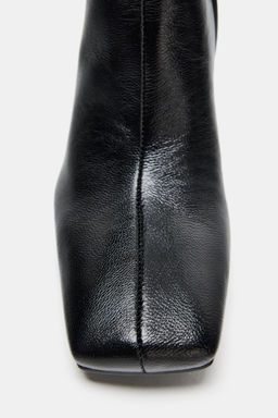 LEATHER HIGH-HEEL ANKLE BOOTS WITH SQUARE TOE - Zara фото 8