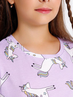 Футболка для девочек сиреневая с принтом единороги - Mark formelle фото 4