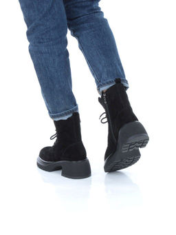 04-M3-H206 BLACK Ботинки зимние женские (натуральная замша, натуральный мех) - Фабричный китай фото 15