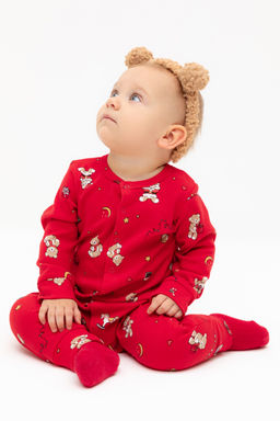 К 6487/насыщенно-красный,мишки на празднике комбинезон яс