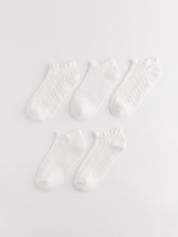 Kendinden Desenli K?z ?ocuk Patik ?orap 5li