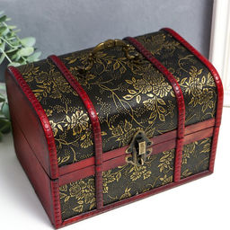 Шкатулка для украшений «Сундучок. Цветы и бамбук», дерево, состаренная, 15×22×15.5 см, МИКС