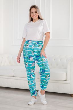 Брюки женские из футера Забава маки на ментоле - Амадэль фото 9