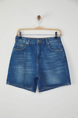 TRENDYOLMILLA Beyaz Yuksek Bel City Boy Denim Sort TWOSS25SR00172  фото 7