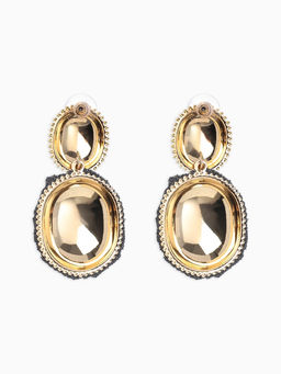 Серьги «Сияние вечера. Двойной овал», серые в золоте