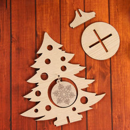 Цена за 4 шт. Новый год. Сувенир «Елочка со снежинкой» на подставке