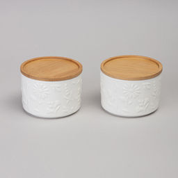 НАБОР БАНОК LEFARD FLOWERS STORY С ДЕРЕВ. КРЫШКОЙ 2 ШТ. 9*6,5 СМ 225 МЛ