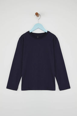 Lacivert-Yesil-Ekru 3lu Erkek Cocuk 100% Pamuk Duz Regular Orme T-Shirt TKDAW26TS00002 - Trendyolmilla фото 3
