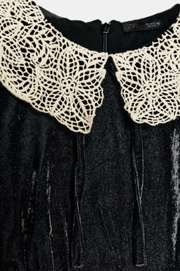 VELVET CROCHET BOW SHIRT