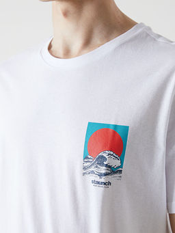 Bisiklet Yaka K?sa Kollu Bask?l? Penye Erkek Ti??rt