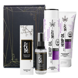 BeOn Подарочный набор для ухода за волосами №9 Восстановление + Сквалан (шампунь, бальзам, масло) / Hemp Oil, 400 мл, 200 мл, 50 мл