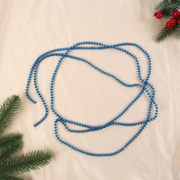 Цена за 3 шт. Бусы на ёлку Бусинки, длина 2 м, d=4 мм, синие
