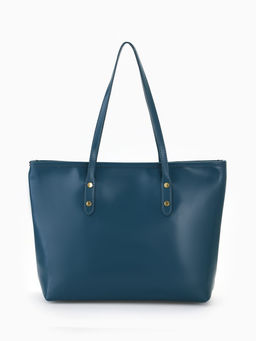 Сумка-шопер женская на молнии, размер 30.5×12×27 см, однотонная, синяя