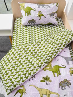 Постельное белье детское поплин с простыней на резинке - Юрский период 145*112; 80*160*20; 40*60