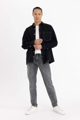 Хлопковая рубашка с длинными рукавами Relax Fit - Defacto фото 5