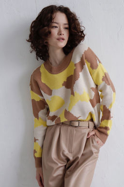 Джемпер бежево-лимонный с шерстью мериноса - Martichelli фото 18